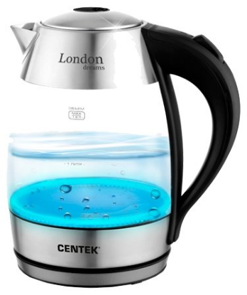 Изображение Электрический чайник CENTEK CT-0059 (2200 Вт/1,8 л /стекло, металл/прозрачный, черный)