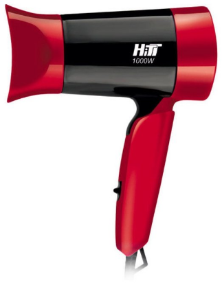 Изображение Компактный фен HITT HT-6301 (1000 Вт /черный, красный)