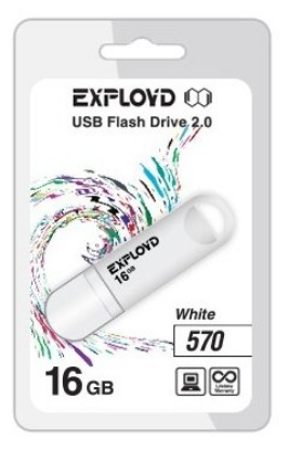 Изображение USB flash Exployd 570,(USB 2.0/16 Гб)-белый ()