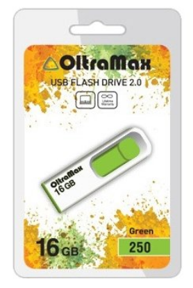 Изображение USB flash OltraMax 250,(USB 2.0/16 Гб)-белый, зеленый ()