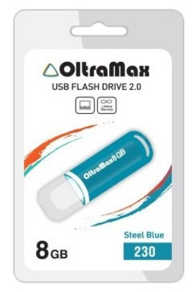 Изображение USB flash OltraMax 230,(USB 2.0/8 Гб)-светло-синий ()