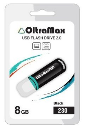 Изображение USB flash OltraMax 230,(USB 2.0/8 Гб)-черный ()