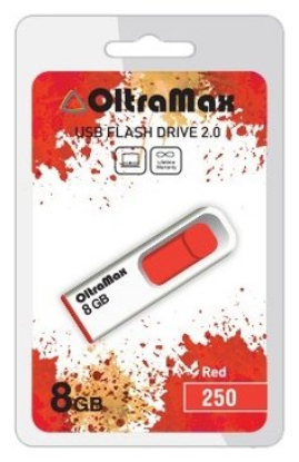 Изображение USB flash OltraMax 250,(USB 2.0/8 Гб)-белый, красный ()