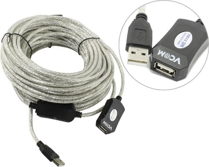 Изображение Кабель удлинительный VCOM VUS7049-20M USB 2.0 A USB 2.0 A  20 м