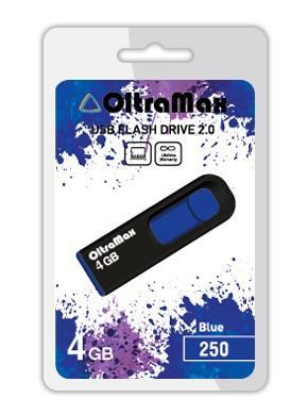 Изображение USB flash OltraMax 250,(USB 2.0/4 Гб)-синий, черный ()