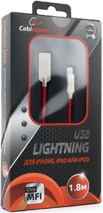 Изображение Кабель соединительный Gembird CC-P-APUSB02R-1.8M USB 2.0 A Lightning 8P красный 1,8 м