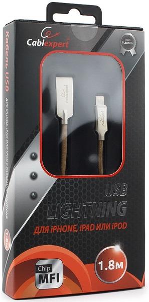 Изображение Кабель соединительный Gembird CC-P-APUSB02Gd-1.8M USB 2.0 A Lightning 8P золотой 1,8 м