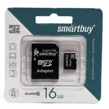 Изображение Карта памяти SmartBuy MicroSDHC Class 10 16 Гб адаптер на SD