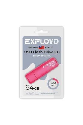 Изображение USB flash Exployd 620,(USB 2.0/64 Гб)-красный ()