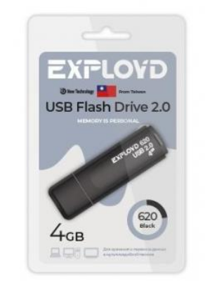 Изображение USB flash Exployd 620,(USB 2.0/4 Гб)-черный ()