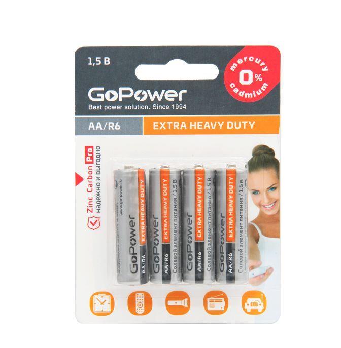 Изображение Батарейка GoPower (00-00015594) Extra Heavy Duty AA/R06 (AA (R6,316,LR6) 1,5 В  солевая)