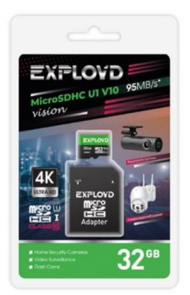 Изображение Карта памяти Exployd MicroSDHC Class 10 32 Гб адаптер на SD EX32GCSDHC10-U1-V10