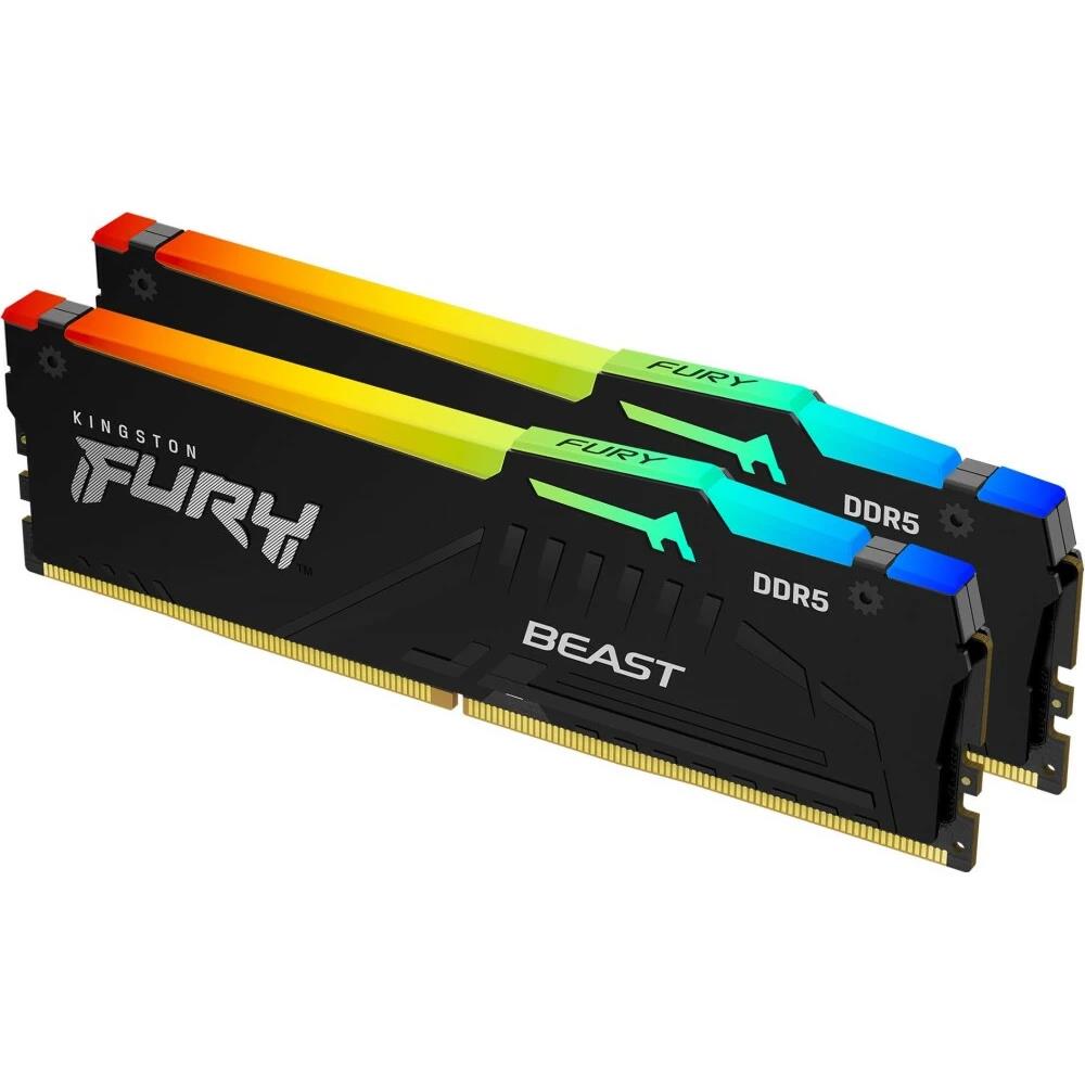 Изображение Оперативная память 2x16 GB DDR5 Kingston Fury Beast RGB (41600 Мб/с, 5200 МГц, CL40)