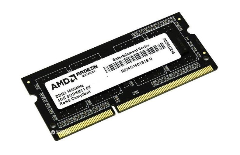 Изображение Оперативная память 4 GB DDR3 AMD R534G1601S1S-U (12800 МБ/с, 1600 МГц, CL11)