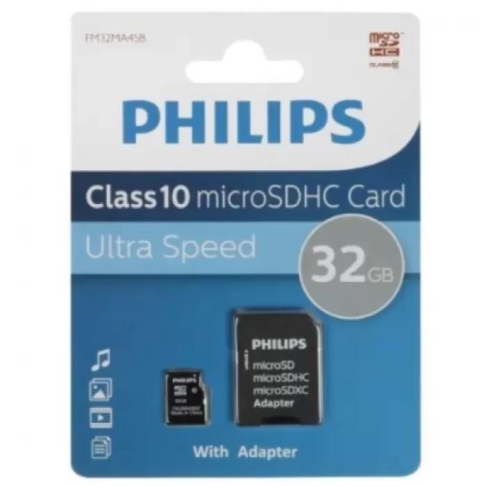 Изображение Карта памяти Philips MicroSDHC Class 10 32 Гб адаптер на SD FM32MA45B/97