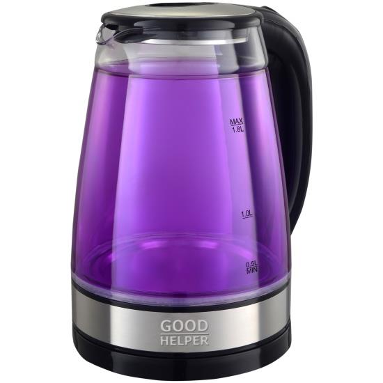 Изображение Электрический чайник Goodhelper KPG-1810 purple (1800 Вт/1,8 л /стекло/прозрачный, фиолетовый)