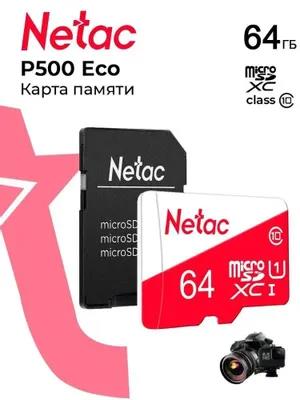 Изображение Карта памяти NETAC MicroSDXC P500 Eco Class 10 64 Гб адаптер на SD NT02P500ECO-064G-R