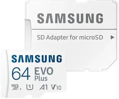 Изображение Карта памяти Samsung MicroSDXC EVO Plus Class 10 64 Гб адаптер на SD MB-MC64SA/EU