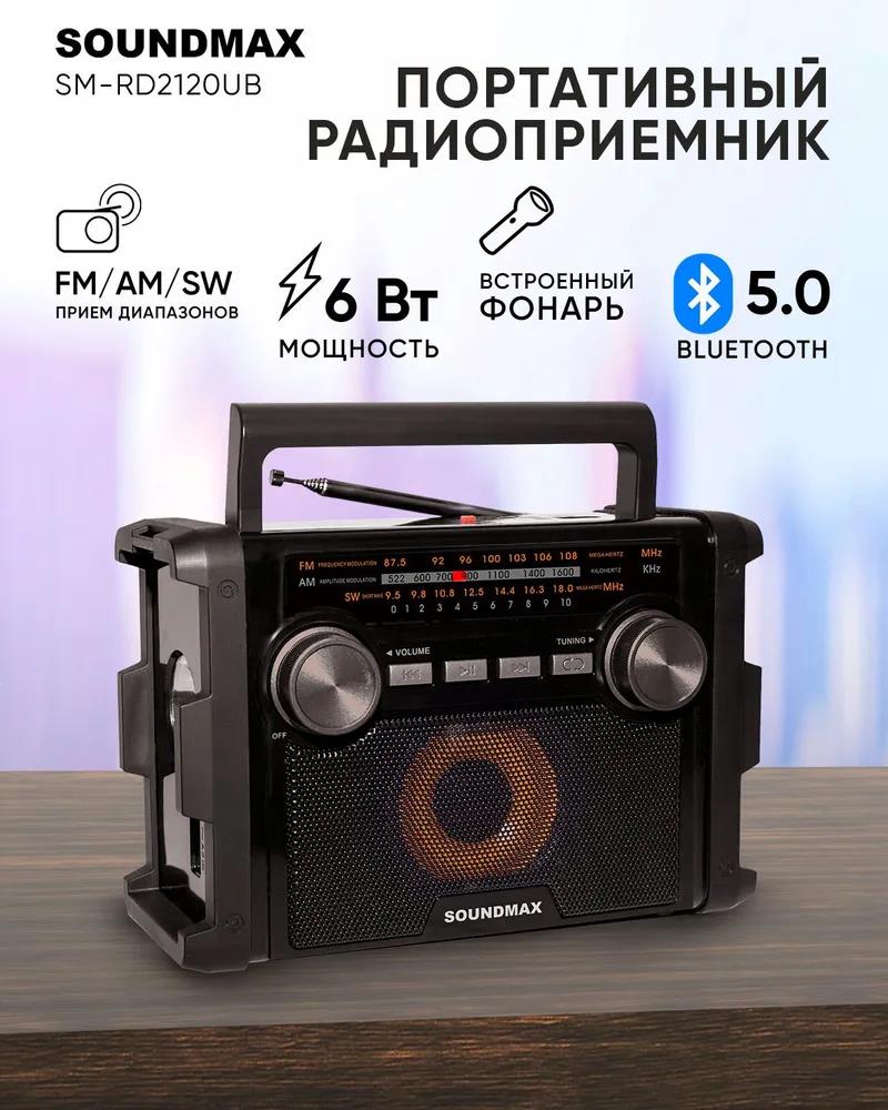 Изображение Радиоприемник SoundMAX SM-RD2120UB черный