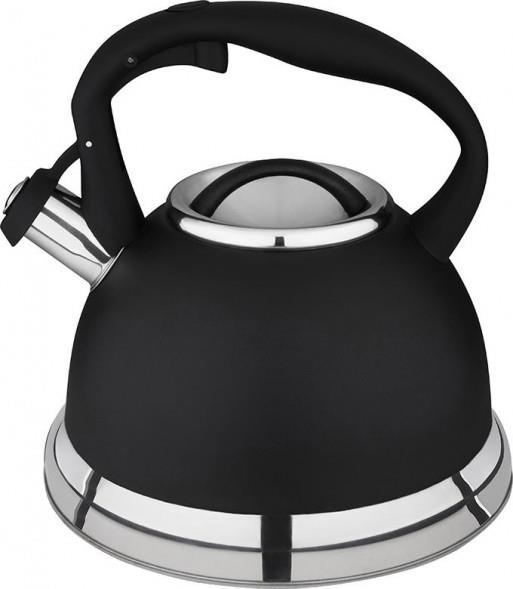 Изображение Чайник Mallony CLASSICO STILE, из нерж стали со свистком, черный/матовый, ручка с soft-touch (985622) (3,5, л л /черный)