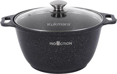 Изображение Кастрюля Kukmara кмти32а а/пр литая стекл/кр Темный мрамор индукция (3 л )