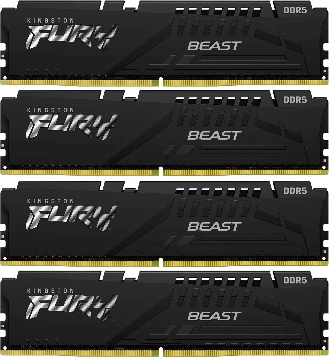 Изображение Оперативная память 4x16 GB DDR5 Kingston Fury Beast Black (41600 Мб/с, 5200 МГц, CL40)
