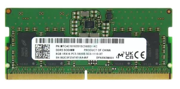 Изображение Оперативная память 8 GB DDR5 Micron MTC4C10163S1SC56BD1 (44800 Мб/с, 5600 МГц, CL46)